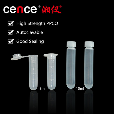 Tabung sentrifugal kecepatan tinggi 5ml dan 10ml yang terbuat dari PPCO untuk klasifikasi sentrifugal